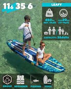 11'6×35" Super Wide Inflatable Paddle Board, Ultra Stable Stand Up Paddleboards for 450lb/3 People/Family/Big Size, Shoulder Strap, 5 Handles, 100L Backpack, All-Round Sup Board, US Fin