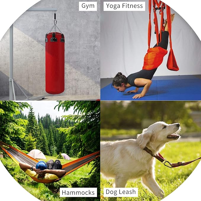 Carabiner Clip, 855lbs,3" Iron Heavy Duty Caribeaners for Hammocks, Camping Accessories,Hiking,Keychains,Outdoors and Gym etc,D Shaped Spring Hook Small Carabiners for Dog Leash,Harness and Key Ring.