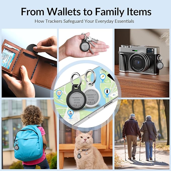 Air Tracker Tag (4 Pack) - Apple MFi Certified & IP67 Waterproof | Works with Apple Find My Network (iOS) to Track Keys, Wallet, Luggage & More