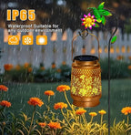 Hummingbird Solar Lanterns Outdoor Waterproof, Hanging Solar Lights Garden Lanterns with Shepherd Hook, Metal Garden Decor for Yard, Patio, Lawn, Landscape, Gifts for Women Mom Mothers Day Christmas