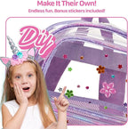 Bagseri 3pcs Clear Backpack for Girls - 15 Inch School Bag Set with Lunch Box and Pencil Case, Heavy Duty Transparent Bookbag for Kindergarten to Grade 2, Purple Mermaid