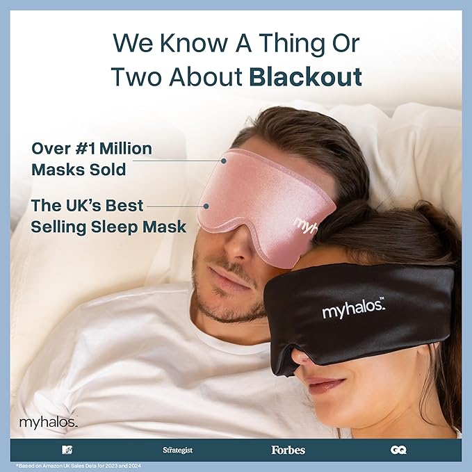 MyHalos® Sleep Mask – 3D Blackout Eye Mask for Women & Men, Side Sleepers, Zero Pressure Memory Foam Eyelash Friendly, Breathable,Award-Winning Sleep Aid for Travel (Peach Orange, 1 Count (Pack of 1))