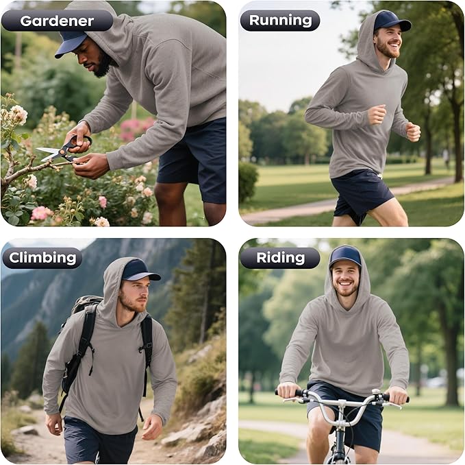 ProtectX High Visibility Sun Protection Lightweight Long Sleeve Hoodie, UPF 50+ Quick-Dry, SPF UV Shirt, Active Wear