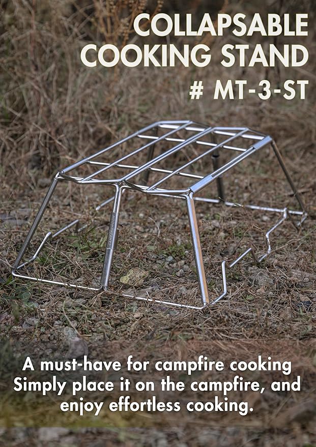 CAMPINGMOON Collapsable Cooking Stand Trivat Stainless Steel for Campfire Open Fire Camping Outdoor MT-3-ST