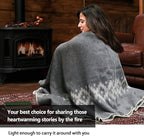 Thick Alpaca Wool Blanket Heavyweight Camping Outdoors Indoors Soft Peru Twin Size Ethnic Design (Soft Blue/Ivory, Twin Size)