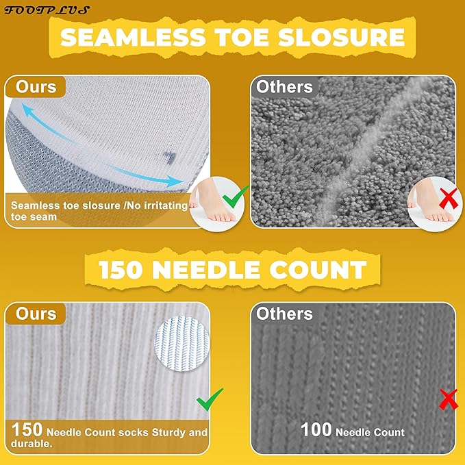 FOOTPLUS Hiking Copper Compression Socks,Unisex Cushioned Sole Arch Support Athletic Crew Running Socks