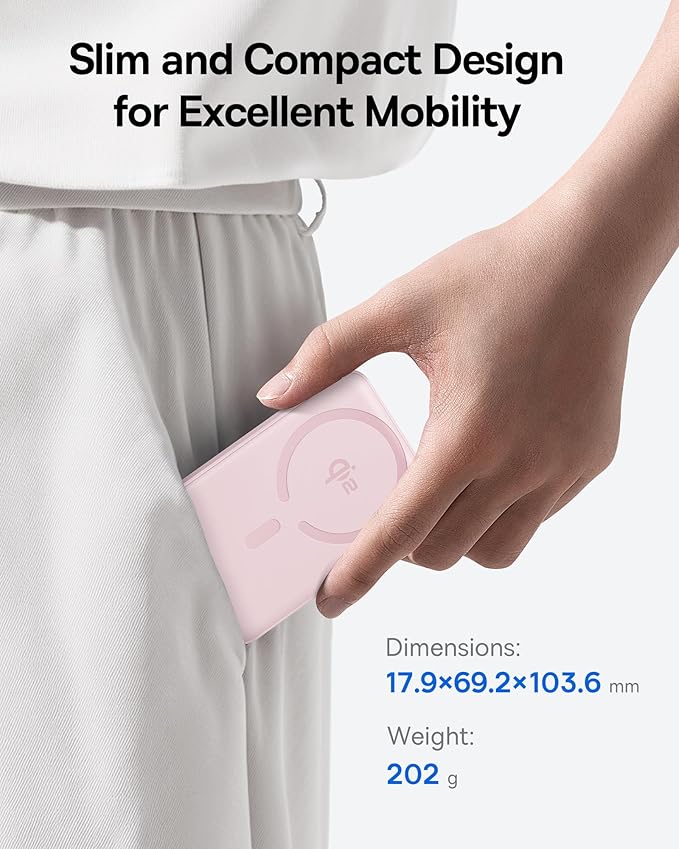 Baseus Picogo Magsafe Portable Charger for MagSafe Portable Charger Qi2 Certified 15W Wireless Magnetic Power Bank 10000mAh with USB-C Cable