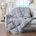 puredown® Soft Feather Down Throw Blanket Lightweight Packable Couch Throw for Indoor and Outdoor Use, 50"X70", Sliver Gray