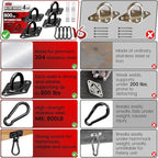 sprookber 304 Stainless Steel Pad Eye Snap Hooks, M6 Heavy Duty Ceiling Hooks, 800 lb Capacity Hammock Swing Hanging kit, Plant Hangers, Marine Hardware Staple Hook Loop with Screws, Set of 8(Black)
