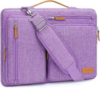 MOSISO 360 Protective Laptop Shoulder Bag,13-13.3 inch Computer Bag Compatible with MacBook Pro 14, HP, Dell, Lenovo, Asus Notebook,Side Open Messenger Bag with 4 Zipper Pockets&Handle, Lilac