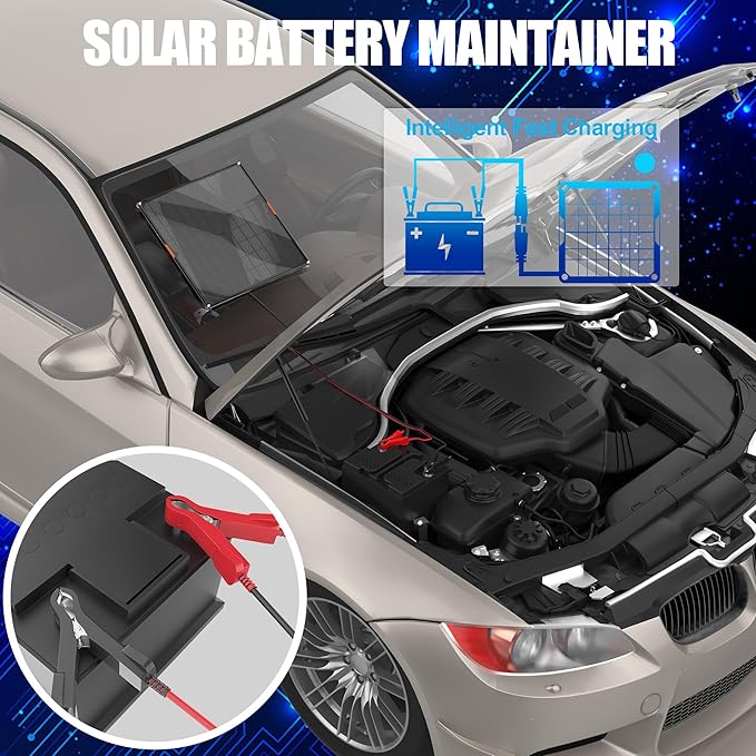 OYMSAE 30 Watt 12 Volt Solar Panel Solar Trickle Charger 30W 12V Portable Solar Battery Charger & maintainer with Cigarette Lighter Plug & Alligator Clip