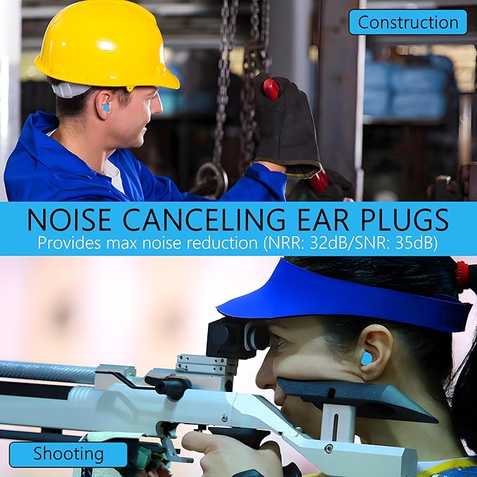Quality Foam Ear Plugs 500 Pair - 32 dB Noise Cancelling High Decibel Sound Blocking Soft - Dispenser Refill Safety Hearing Protection Ear Protection Disposable Light Blue
