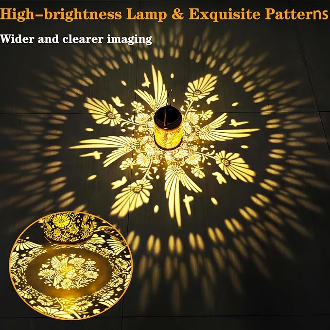 Solar Lights Outdoor Waterproof,Hummingbird Hanging Lantern,Metal Garden Lights,Patio Yard Decor,Housewarming,Decorative Birthday Gifts for Women,Mom,Grandma,1PC