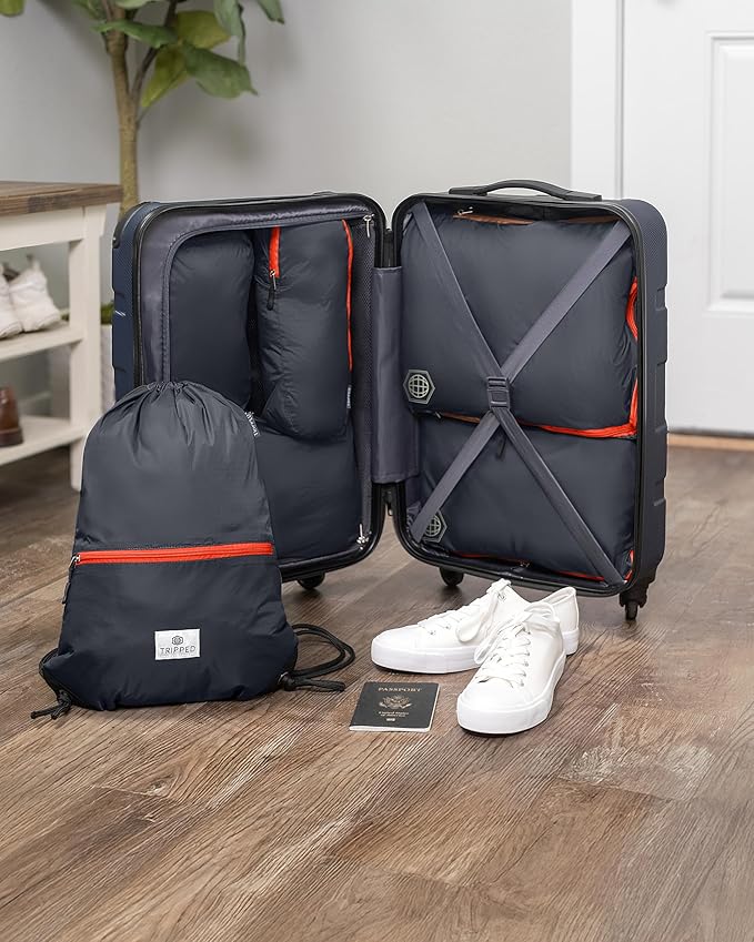 Extra Large Compression Packing Cube 6 Piece Set for Travel and Check Luggage by TRIPPED Travel Gear