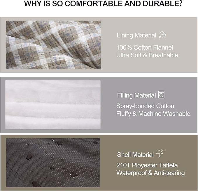 0 Degree Sleeping Bag 100% Cotton Flannel XXL for Adults Big and Tall Cold Weather Winter Zero Degree Camping,Free Compression Sack