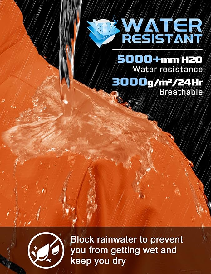 TACVASEN Men's Rain Jacket Lightweight Windbreaker with Hooded Water Resistant Outdoor Raincoat for Hiking Travel Camping