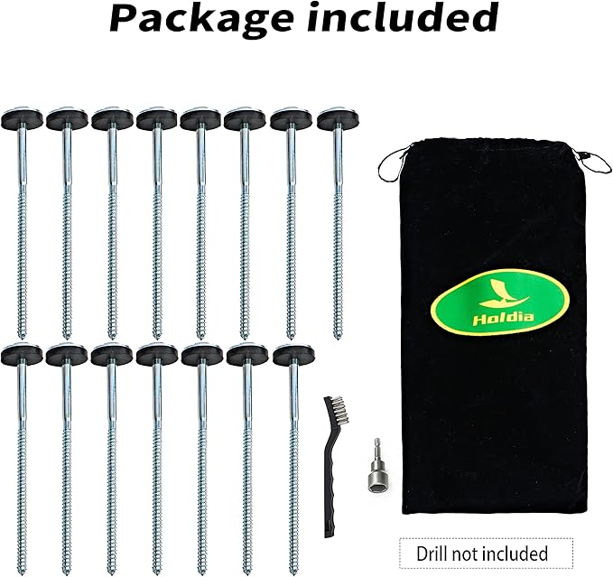 15 Pcs Drillable Tent Stakes 12" | Hex Pegs | Heavy Duty Metal Tent Anchors & Camping Spikes with 17MM Hex Drill Adapter and Storage Bag