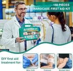 General Medi 150 Pieces Hardcase First Aid Kit - First Aid Box Contains Premium Medical Supplies for Travel, Home, Office, Vehicle, Camping, Workplace & Outdoor