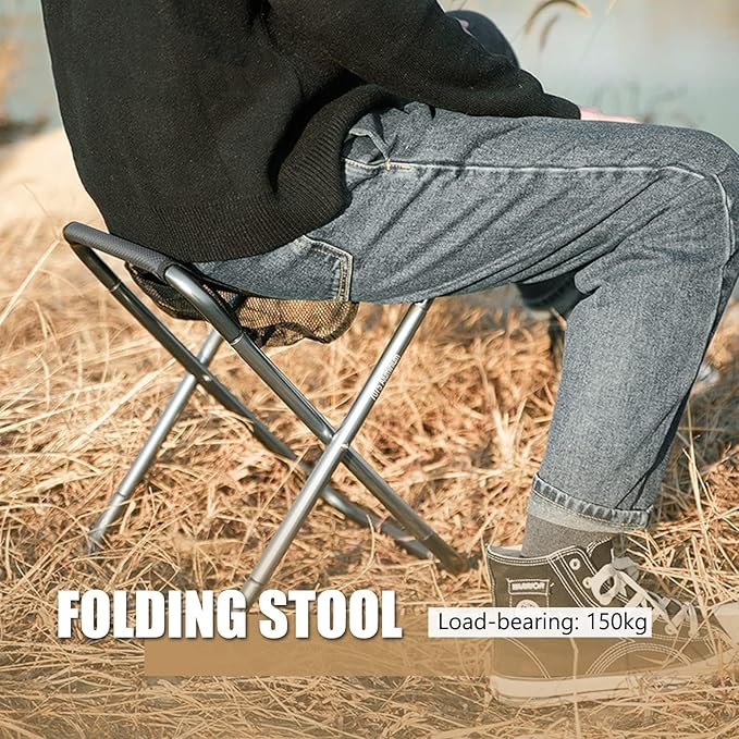 Camping Stool, Portable Folding Stool XXL Size Camping Stool for Adults Supports up to 240 lbs