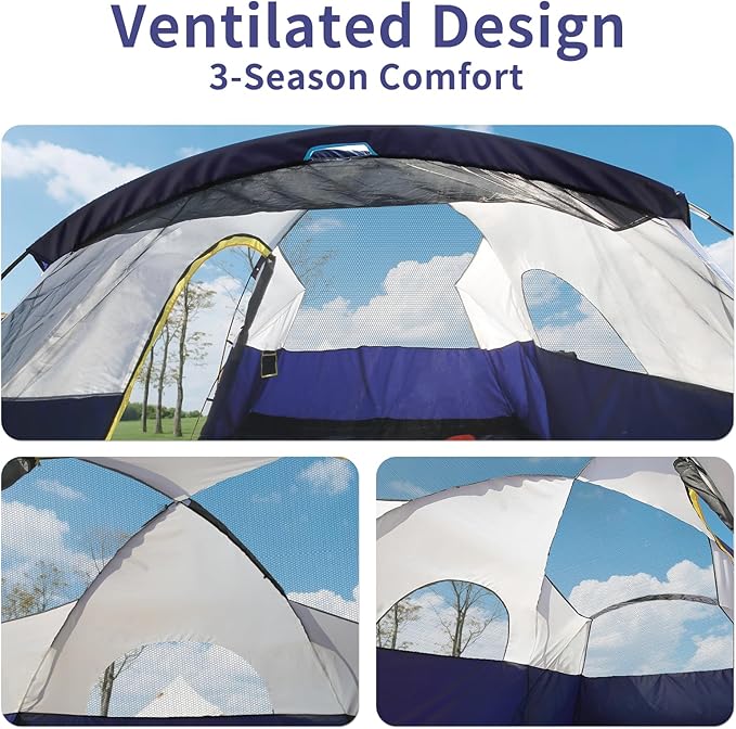 EchoSmile 10/12 Person Camping Tent Waterproof Windproof Tent with Rainfly Easy Set up for Outdoor Family Camping, Party