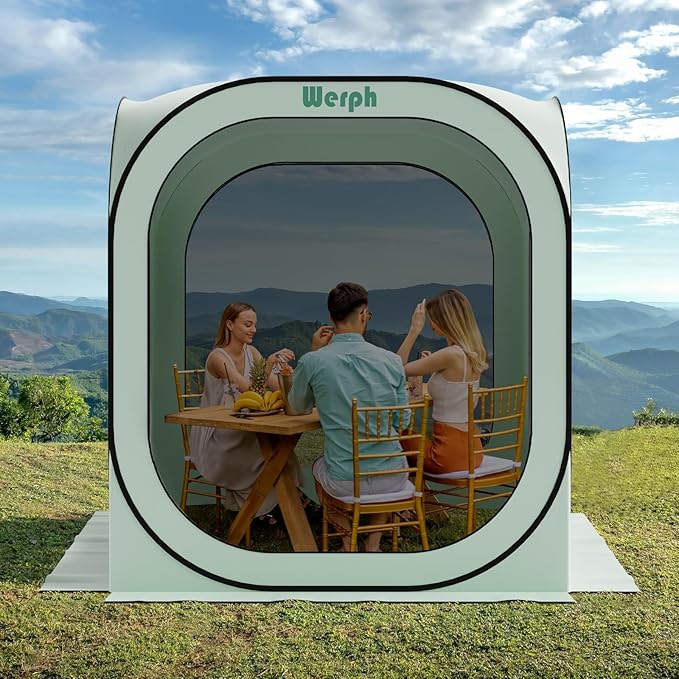 Pop Up Tent，Portable Canopy Tent with Mesh Mosquito Net, Screen House Room Canopy Shade Screen 6 x 6 FT with Carry Bag for Patio, Backyard, Sports & Outdoors Activities, Green