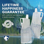 Survivor Filter Collapsible Water Bottles, Canteens (32oz) 2 Pack (2L Total) - Durable Carabiners and Handles. Squeeze Water through a Filter or Use as Water Bottles