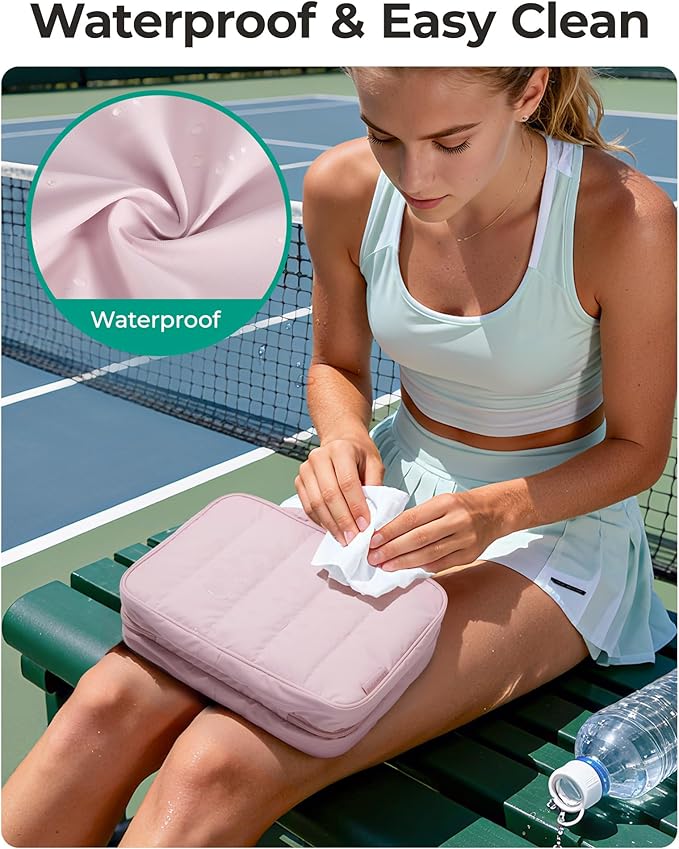 BAGSMART Travel Toiletry Bag for women, Portable Hanging Hook Makeup Bag Organizer, Waterproof Makeup Cosmetic Bag, for Full-Size Accessories, Toiletries,Baby Blue