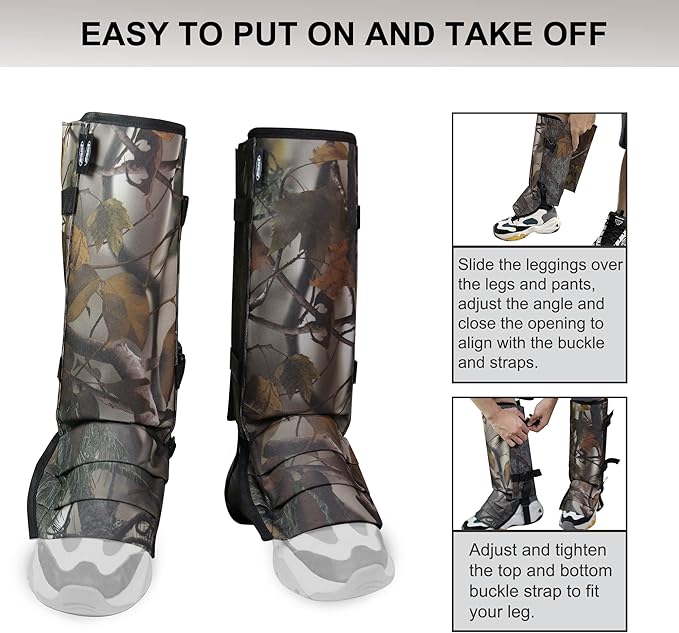 Snake Gaiters Leg Guards, Waterproof Snake Guards, Adjustable Snake Bite Protection for Lower Legs, Snake Chaps for Men&Women