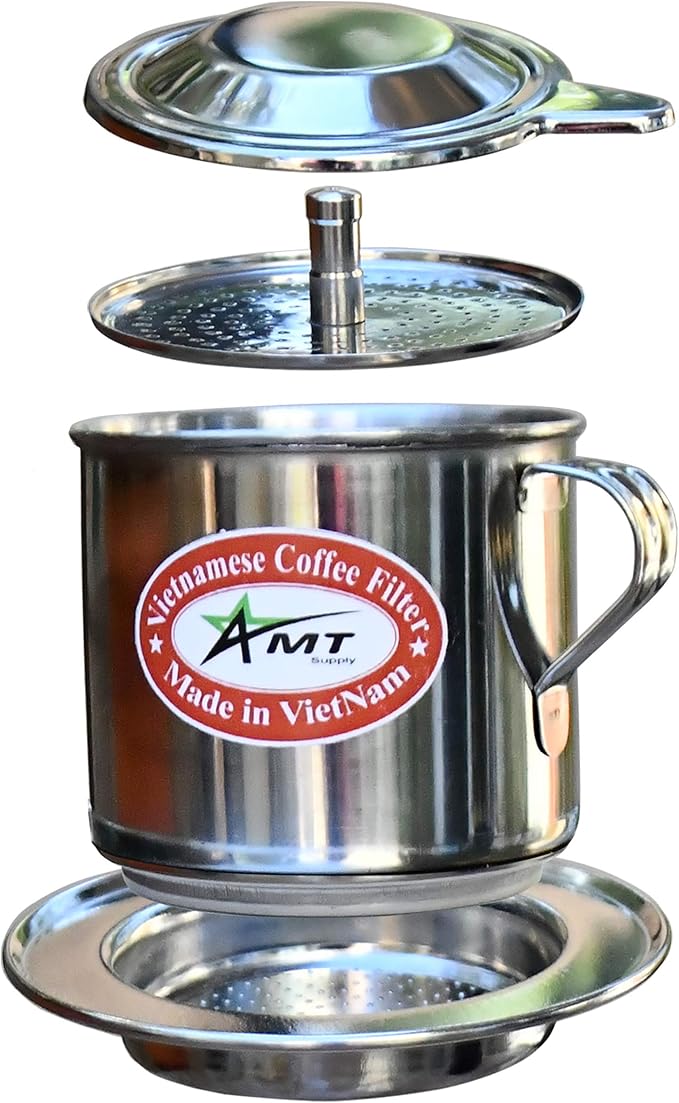 AMT 13 oz Coffee Maker - Vietnamese Phin Filter, 2-3 Servings, Screw Down Coffee Dripper for Home Office