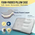 TREKOLOGY Premium Inflatable Camping Pillow with Removable Foam-Padded Case – Noise-Reducing, Ergonomic Design for Outdoor, Backpacking, and Air Travel ALUFT Pro