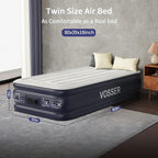 Twin Air Mattress with Built in Pump Raised,18''Inflatable Mattress of Upgraded Vertical Beams,Self Inflatable Blow Up Mattress in 3 Mins,Flocked Top Airbed with Carry Bag for Home,Camping