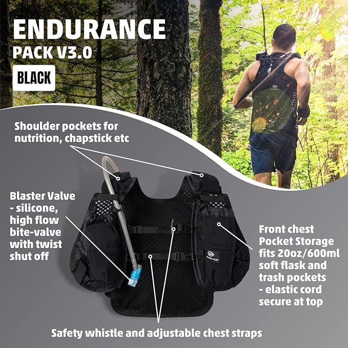 Orange Mud Endurance Pack V3.0 Running Vest – 2L Hydration Backpack for Trail Running, Hiking & Cycling – Lightweight, Breathable Mesh, Gear Pockets, Trekking Pole Loops
