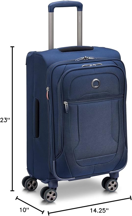 DELSEY PARIS Helium DLX Softside Expandable Luggage with Spinner Wheels, Navy Blue, Carry on 20 Inch