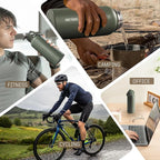 ONETIGRIS 32 oz Insulated Water Bottle with Straw - Tactical Stainless Steel Water Jug, Leakproof Wide Mouth Sport bottle with 3 Lids and Sleeve for Travel, Gym, Camping, Hiking