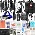 Emergency Survival Kit and First Aid Kit, Camping First Aid Survival Kit with Molle Pouch for Preparedness Outdoor Adventure, Black