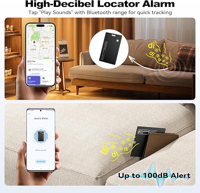 [2025 New] Dual Platform(Both iOS&Android) Rechargeable Air Tags Wallet Tracker Card, Smart Wallet Finder, Compatible with Apple Find My & Google's Find Hub, Item Locator, Wireless Charging,Key Finder