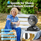 Portable Misting Fan, 4 Powerful Speed & 4 Spray Modes, 30000mAh Battery Powered, Remote Control, Auto Oscillation with Adjustable Base fit for 10-13 inch Bucket for Outdoor Camping Beach Travel