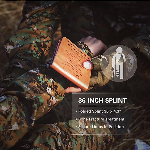 First Aid Splint 36" X 4.3" Orange -Waterproof First Aid Medical Tactical Field Splint For Bone Fracture Treatment (2, Folded)