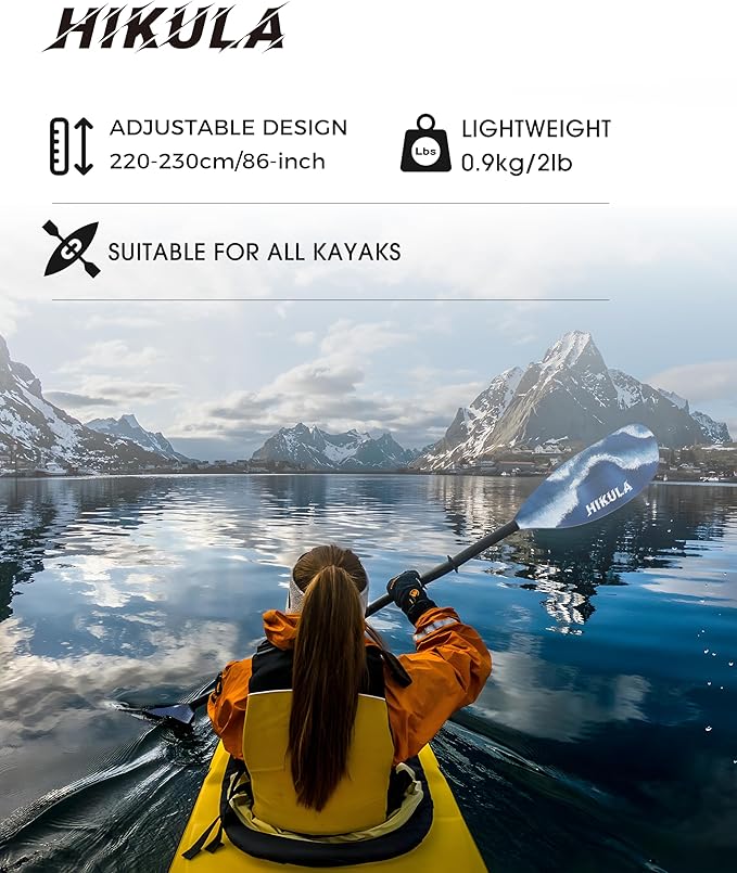 Kayak Paddle Aluminum Shaft Paddle with Nylon Blades, Floating Adjustable Kayaking Oars, 3 Piece, 220-240cm/86-94 Inches,Black/Rose/Teal/Black/Orange/Grey