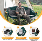 KingCamp Double Camping Chair, Oversized Heavy Duty Loveseat for Adults Portable Folding XL 2 Person Couch Padded Comfortable Two Seat with Cup Holder for Outdoor Lawn Backyard