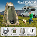 Portable Camping Shower, Pop Up Shower Privacy Tent Kit with LED Lights, 4500mAh Rechargeable Shower Pump, Filtered Shower Head & 7.4 Gallons Foldable Bucket, Outdoor Shower for Hiking Beach, Travel