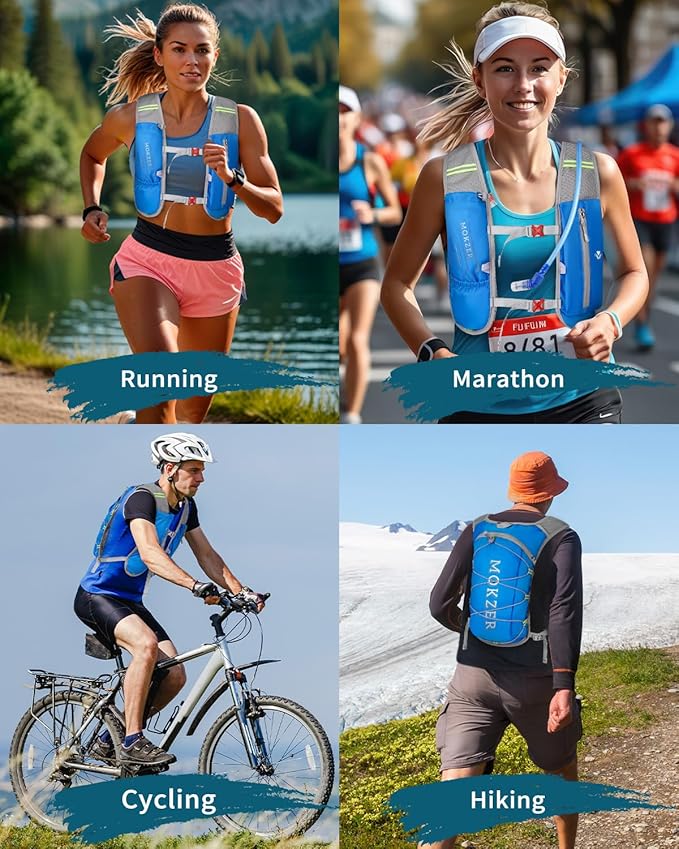 Running Hydration Vest with a 2L Water Bladder, Hydration Pack Lightweight Water Backpack for Running Hiking Cycling Marathon Trail for Men Women