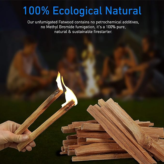 EasyGoProducts Eco-Stix Fatwood Fire Starter Kindling Firewood Sticks - 100% Organic - Firestarter for Wood Stoves, Fireplaces, Campfires, Bonfires - 10 Pounds