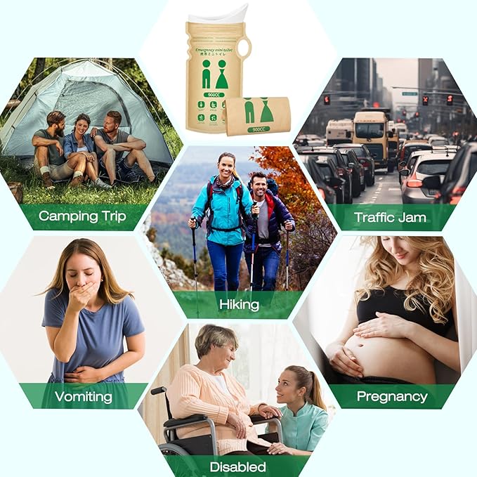 Disposable Urine Bags for Travel, 900ML Portable Solutions for Expedited Travel & Exigency Scenarios,Camping, Traffic Jams, Pregnant, Patient, Kids (Multi-Pack 4/9/12/27) (9 Pack)