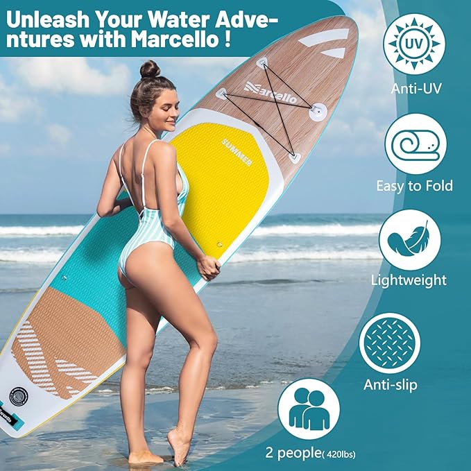Paddle Board, Inflatable Stand Up Paddle Board，10.6'×33"×6" Ultra-Light SUP Board with Hand Pump, Leash, Repair Kit, Waterproof Phone Case and Backpack