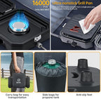 Nice C Camping Stove, Portable Camping Stove Propane, 2 Burner Propane Stove with Grill, Camp Stove, 16,000 BTU Camp Stove with 2 Burner, Grill & Carry Bag for Camping