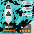 Cow Print Heated Electric Blanket Throw,50X60 Green Heating Blanket with 10 Heats Levels & 8 Hours Auto Off,Highland Cow Decor Stuff Fleece Sherpa Blankets Warmer Gifts for Women Adults Washable,ETL