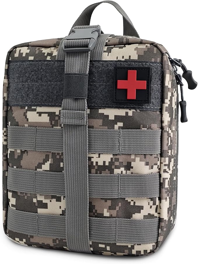 Survival First Aid Kit, MOLLE Medical Pouch Tactical First Aid Kit for Home, Car, Hiking, Travel, Camping, Grey