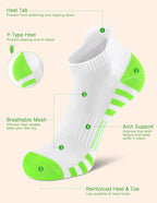 Airacker Ankle Athletic Running Socks Cushioned Breathable Low Cut Sports Tab Socks for Men and Women (6 Pairs)