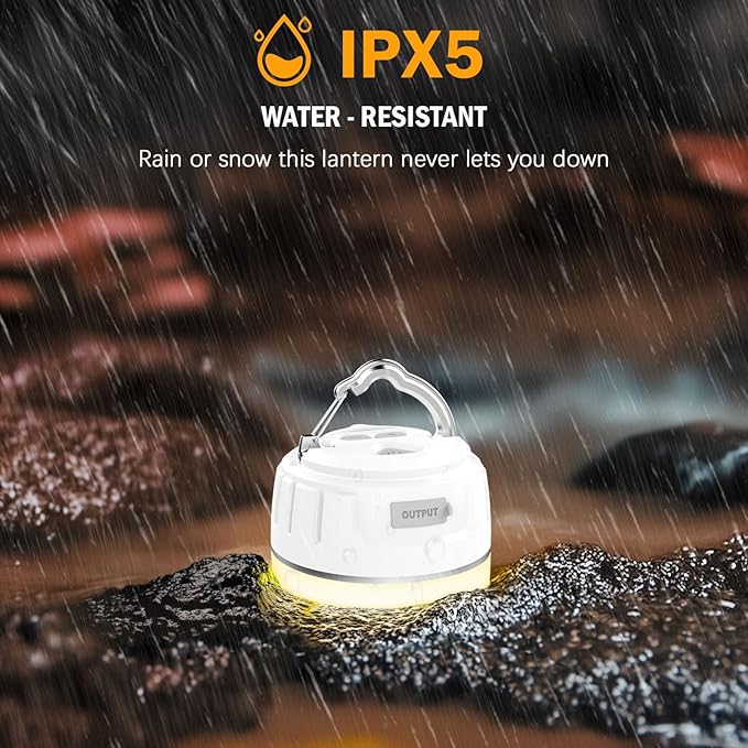 Yonktoo Rechargeable LED Camping Lantern 1000LM, 300H Runtime, 6400mAh, IPX5 Waterproof Tent Light for Camping, Hiking, Power Outages, Home, Emergency Use - Standard Edition,White